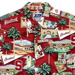 Reyn Spooner STANFORD Cardinals Vintage Pennant Hibiscus Hawaiian Shirt Large
